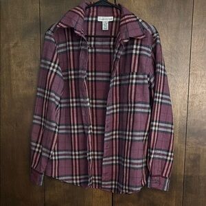 Evan Picone Plaid Jacket - Burgundy and Gray